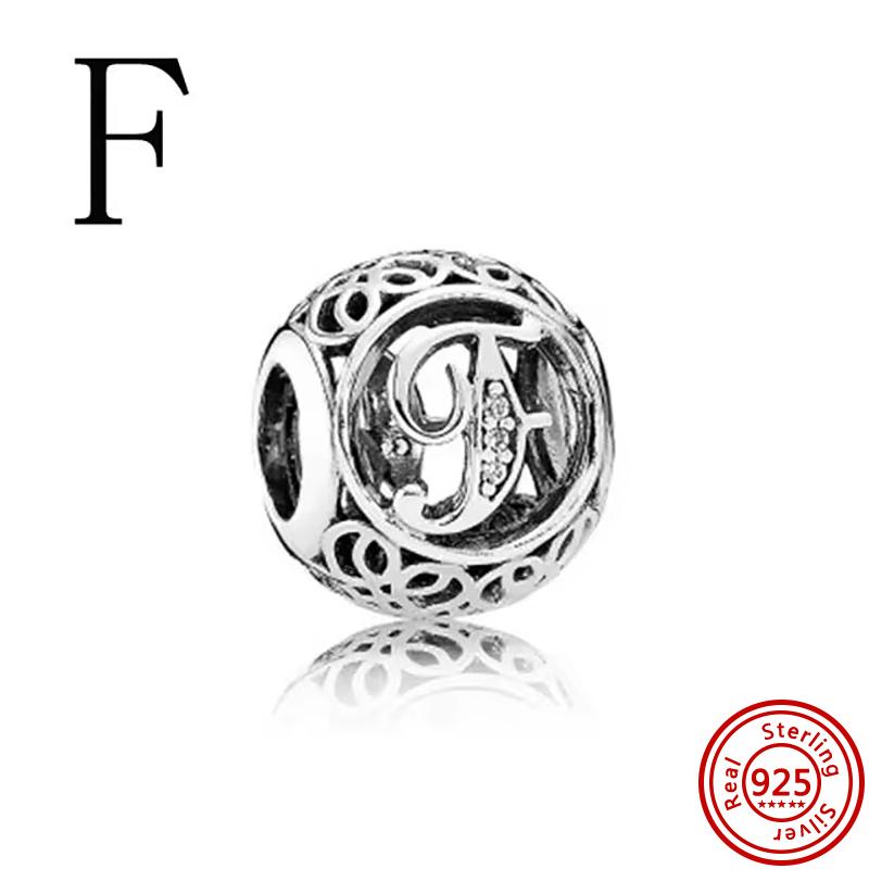 925 Чистая медь Символ бесконечности Полый Круг A-Z 26 Букв Алфавита Сияющие Циркониевые Бусины Подходят для Оригинального Браслета с Шармами Pantaro