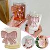 1 шт. Прозрачная стеклянная чашка Ceative с розовым бантом для девочек и лучших подруг, декоративная кружка для кофе, милая, Cu W8K6