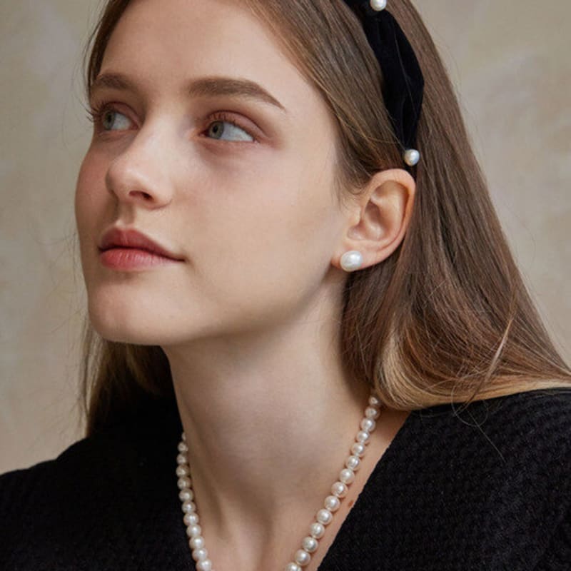 Ободок из бархата и замши Lavishe Olivia с пресноводным жемчугом