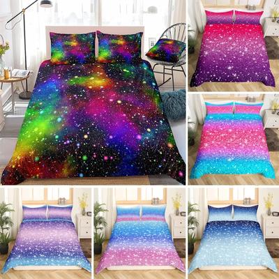 Пододеяльник Rainbow Galaxy, комплект постельного белья Rainbow, разноцветные звезды, космос, психоделический полиэстер, двуспальный размер Queen King Size