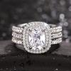 Huitan Gorgeous Women Rings 3Pcs Set AA Cubic Zirconia Engagement Wedding Party Temperament Elegant Female Zircon Fancy Gift
