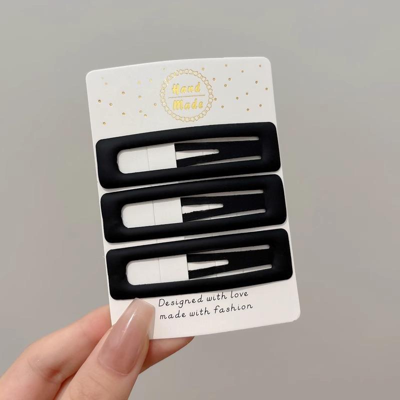 Элегантная черная металлическая заколка для волос для женщин - на лоб, для челки, в стиле «утиный клюв»