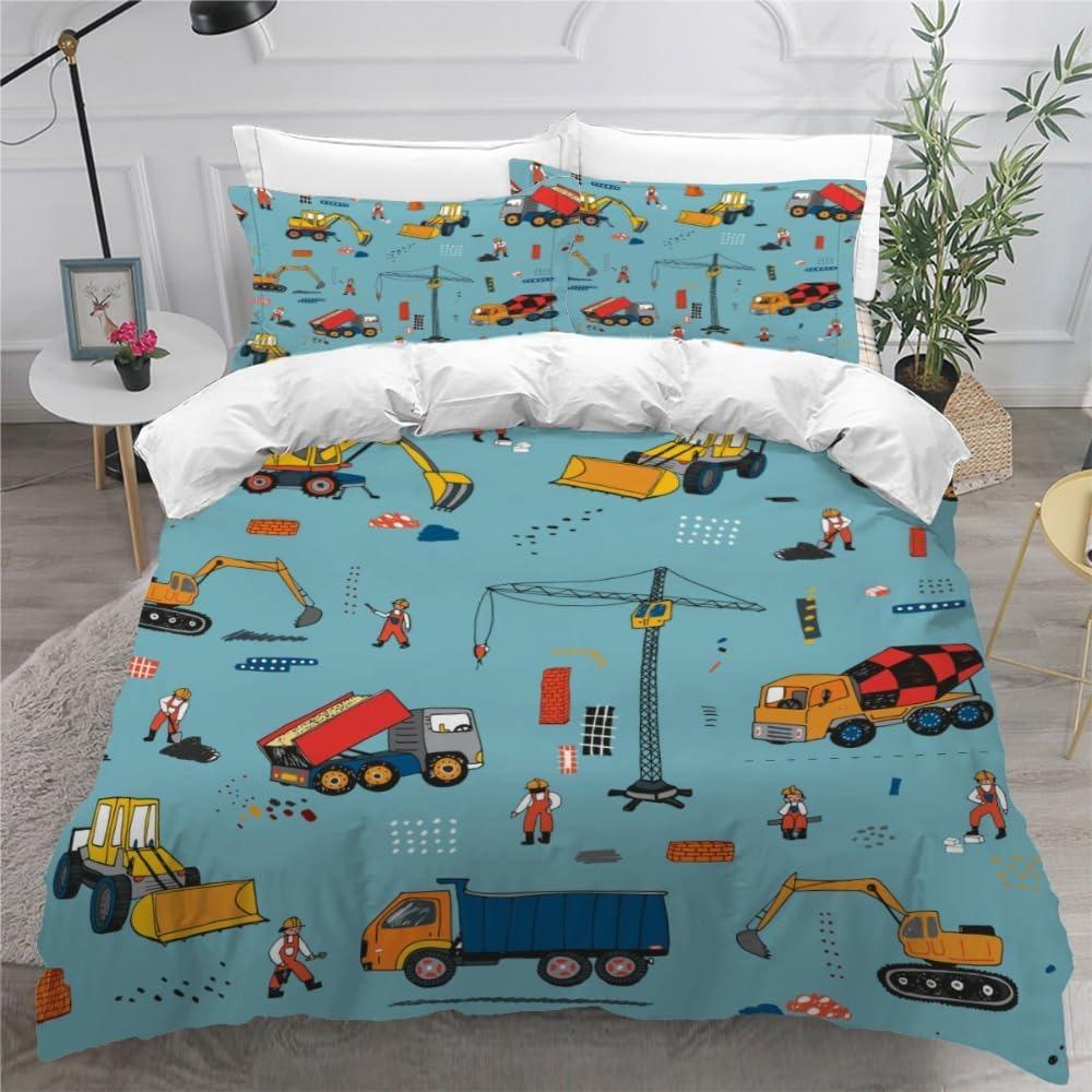 Комплект пододеяльника с мультяшным автомобилем высокого качества, напечатанный на 3D-принтере, детский и взрослый комплект постельного белья, комплект из 3 предметов на молнии, автомобиль из микрофибры