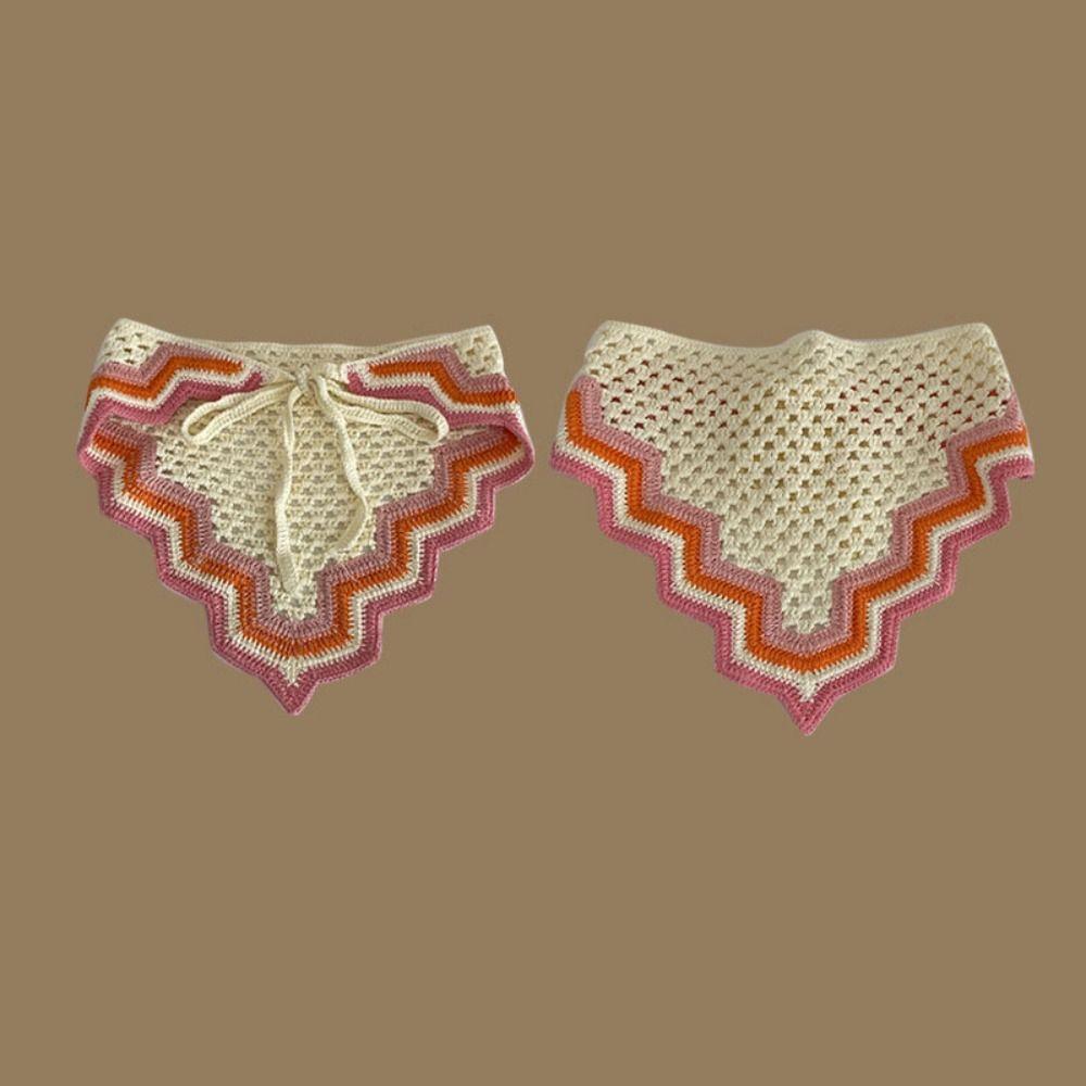 Crochet Triangle Headband Knitted Beach Vacation Headkerchief Sweet Girl Flower Headscarf