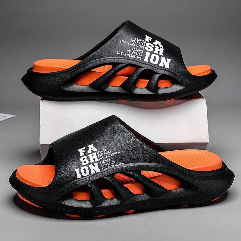 Летние мужские тапочкисупер мягкие нескользящие новые пляжные тапочки, износостойкие, модные, повседневные сандалии класса люкс из ЭВА на толстой подошве