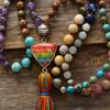 Luxury hot-selling 7-color Chakra natural stone knotted pendant fringed necklace high-quality European and American popular jewelry