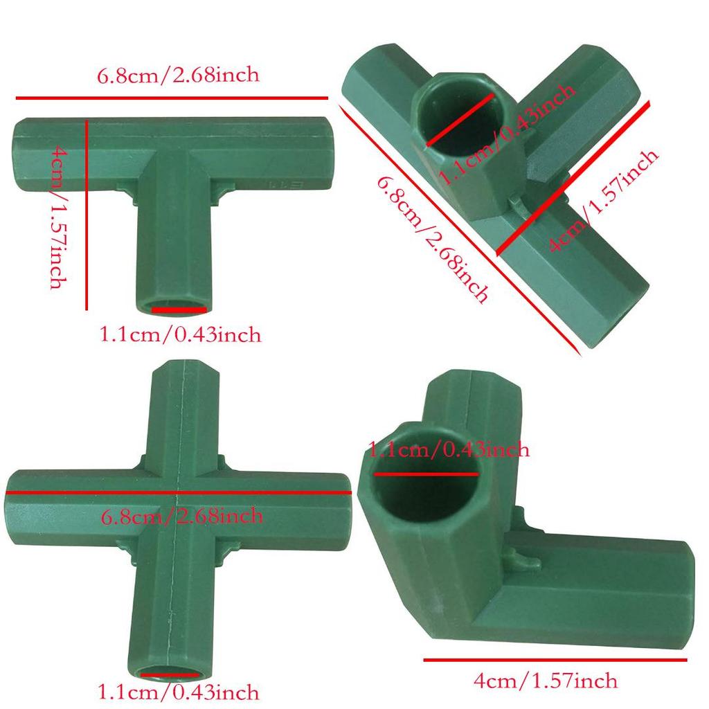 8pcs 11mm Plastic Garden Plant Awning Joints Connector Frame Greenhouse Bracket Parts