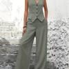 European and American New Fashion Vest Trousers Collage Patchwork Casual Set Women Casual Suit