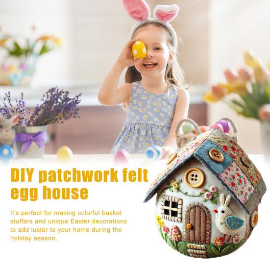 Yousheng Felt Egg House Kit DIY Patchwork Felt Egg House Craft Kit Handmade Embroidered Easter Eggs Crafting Set for Easter Basket Festive Decor