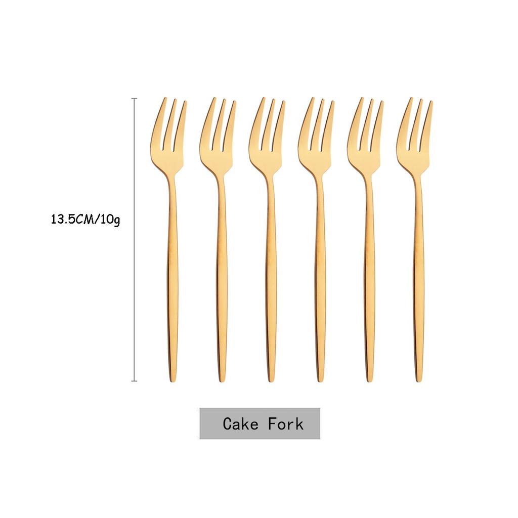 6Pcs/Set Tea Cake Snack Fork Dinnerware Cutlery Colorful Fork Set Mirror Stainless Steel Tableware Dessert Fruit Fork Silverware