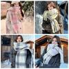 Checkered Winter Cashmere Scarves Korean Style Women Shawl Casual Wool Tassel Scarf  Autumn
