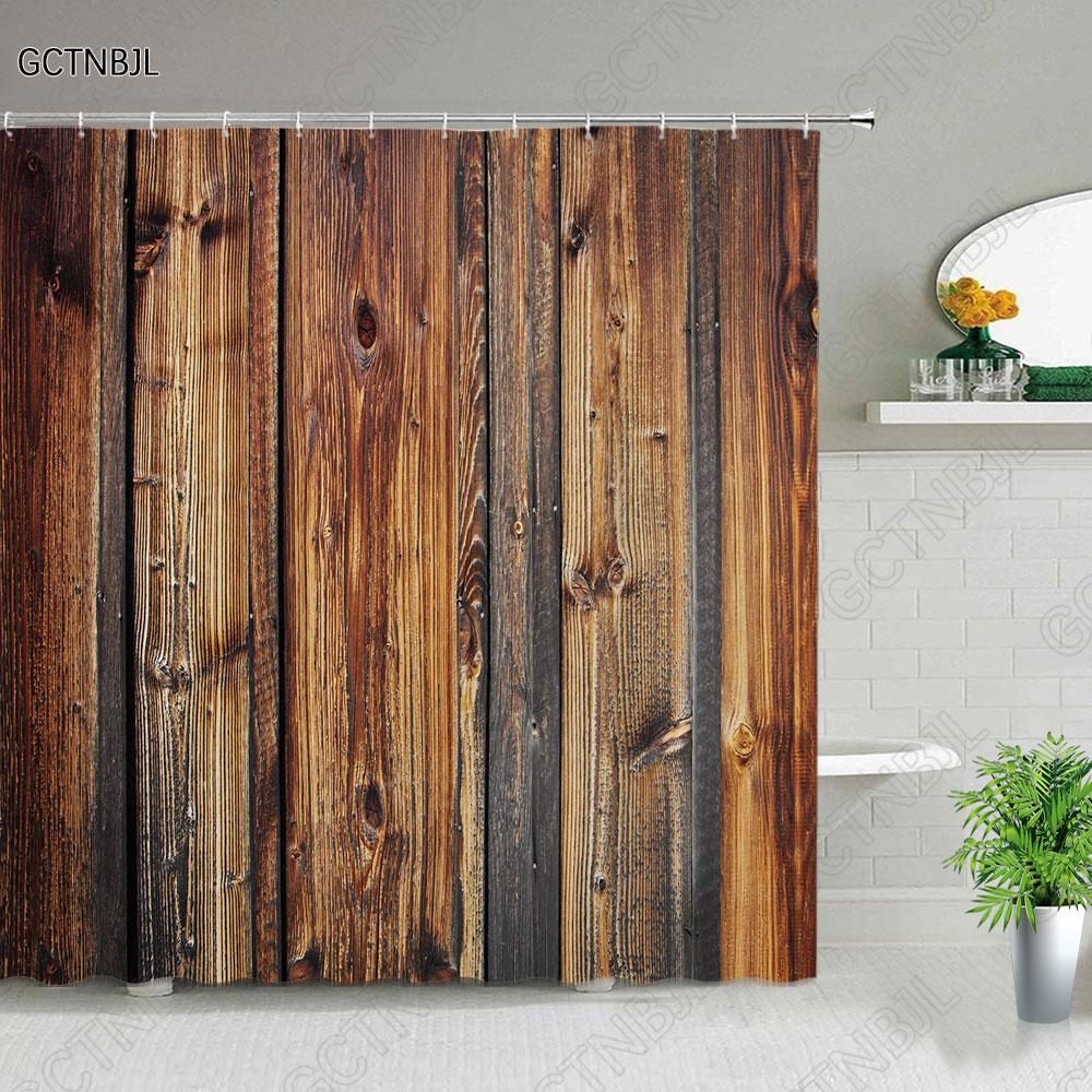 Ретро Деревянные Двери Набор Занавески для Душа Рустик Старый Винтажный Амбарная дверь Тканевые Занавески для Ванной Комнаты Фермерский Дом Декор для Ванной Экраны для Ванной Крючок
