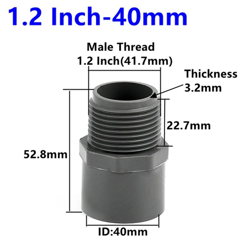 1/3Pcs Grey PVC Male Thread Straight Connector Garden Irrigation Pipe Fitting Filters Aquarium Fish Tank Feedwater Joint Filters