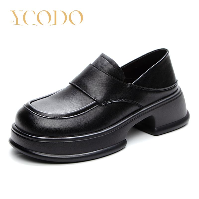 Женские весенние, летние и осенние лоферы из натуральной кожи на толстом каблуке, тапочки, кожаная обувь для двух видов обуви