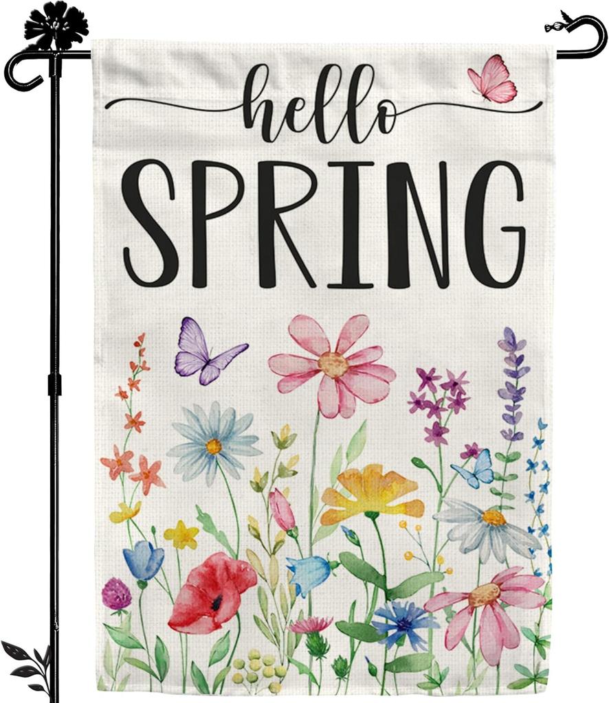oral Hello Spring Garden ag 12x18 Inch Double-Sided, Outdoor Spring Decorations for Home & Porch & Yard, Small B OOA EEL