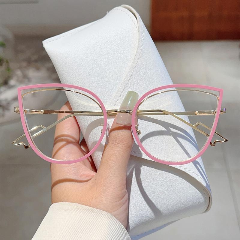 Trend Cat Eye Glasses Woman European American Stylish Eyeglasses Frame Women'S Anti Blue Light Glasses Computer Eyeglass