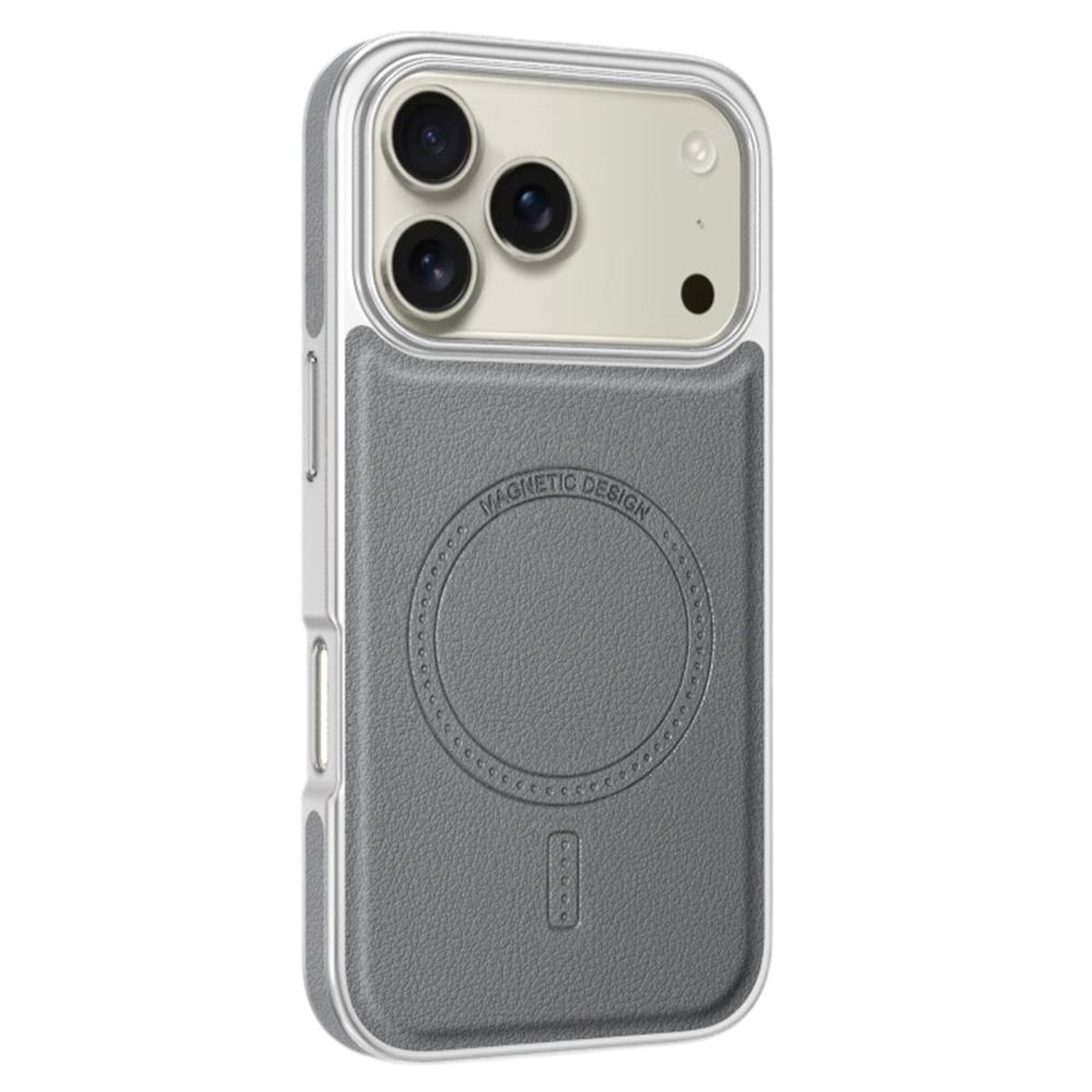 Для iPhone 17 Pro Max Магнитный чехол Гальванизированный край PU+TPU+PC Чехол для телефона