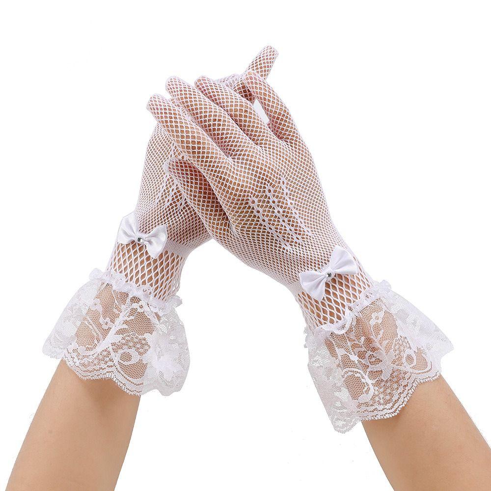 Сетчатые перчатки невесты Эластичные перчатки для сценических выступлений Новые варежки Женские
