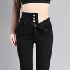 Breasted Jeans Women's Autumn and Winter 2025 New High-waisted Slim-fitting Pencil Pants Elastic Leggings