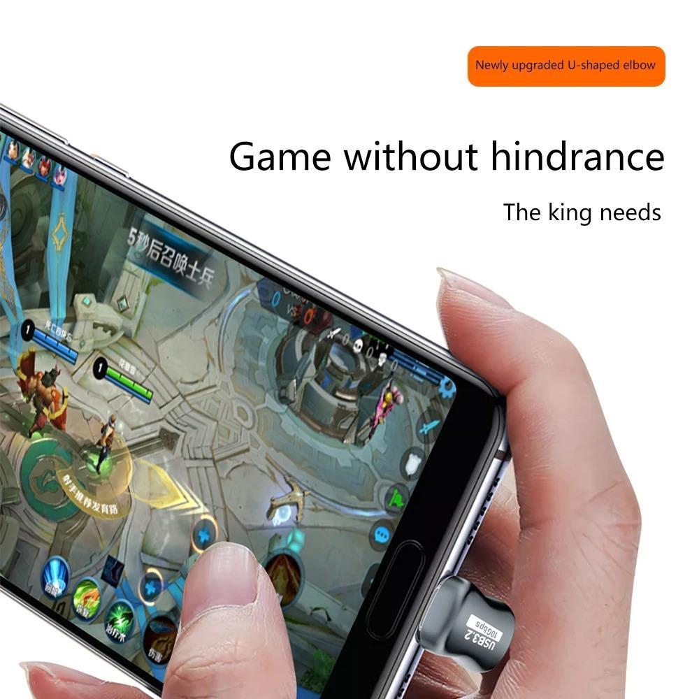 Кабель-переходник USB3.2 2 м U-образной формы Type-C папа к Type-C мама PD 100 Вт плетеный