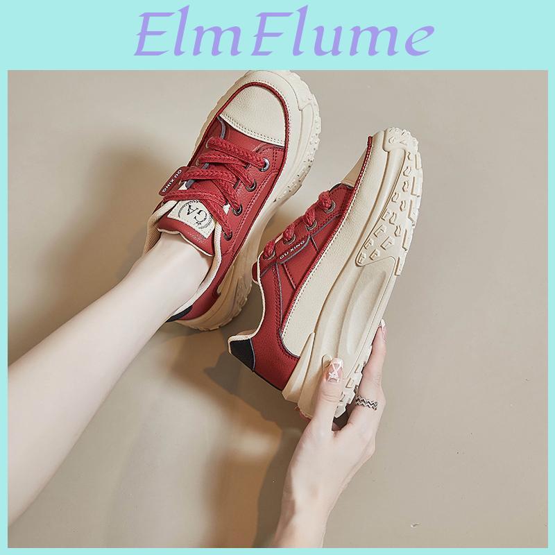 Womens Brand Tide Skate Thick Bottom Walking Dad Shoes Red Black White Sports Travel Trekking Sneaker Teenager Student Footwear