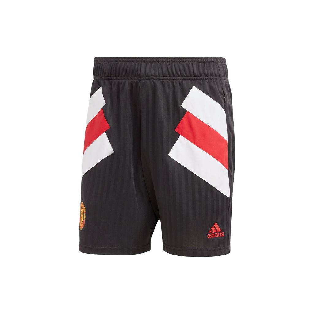 Adidas SS23 Icons Retro Manchester United Football Casual Mid-Waist Shorts Men Bottoms Black HT2001
