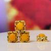 5 шт., Квадратные бусины из натурального камня с золотистыми акцентами по краям, Богемные желтые янтарные россыпные бусины для изготовления ювелирных изделий, аксессуары для ожерелий DIY, поделки, 10×10 мм