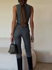 Летняя мода 2024 Женский однотонный комплект жилет и длинные брюки