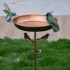 Creative Vintage Outdoor Garden Bird Feeder with Bird Bath Basin Iron Art Decorative Bird Bath Basin