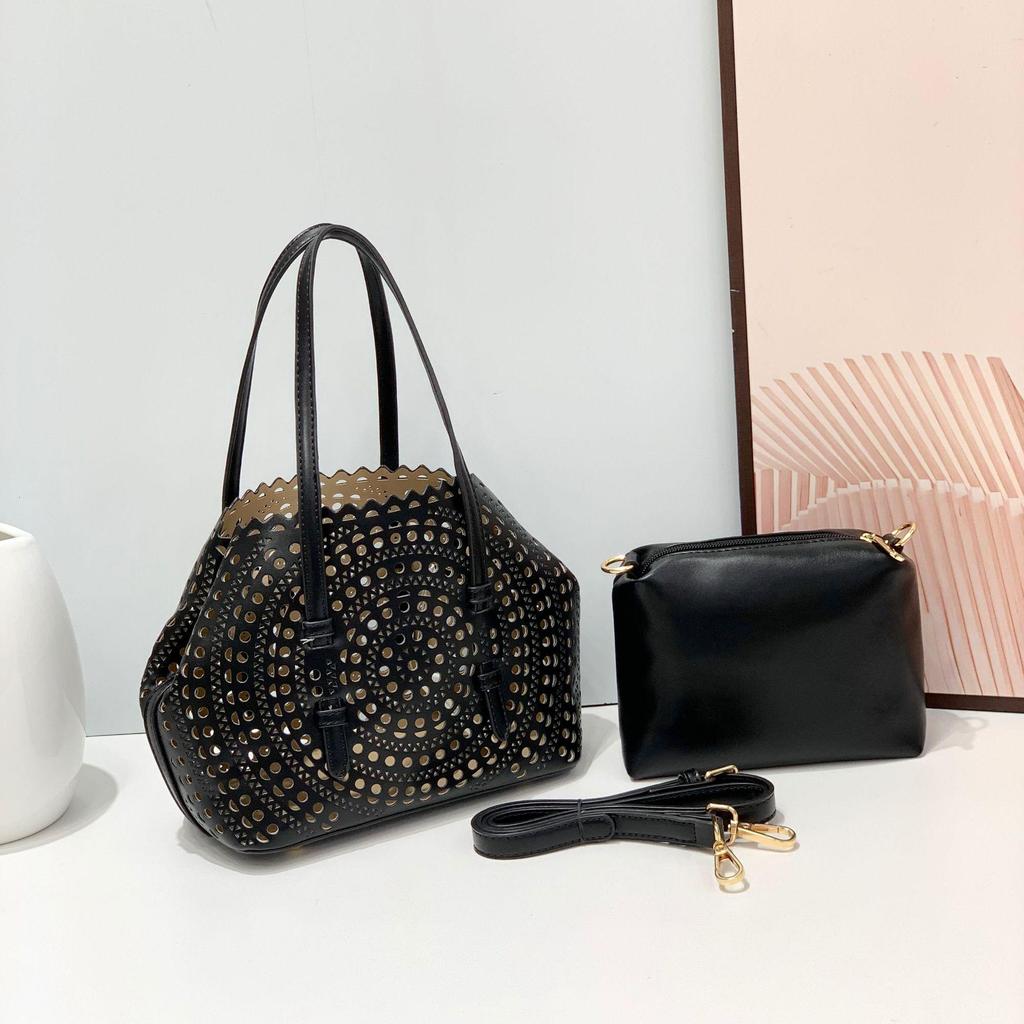 Набор сумок из кожи с резным узором Cross-Border: Сумка-тоут, косметичка и кошелек для монет