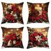 Christmas Decoration Pillowcase Flower Candle Bell Pillow Cover Living Room Sofa Cushion Cover Room Home Decoration