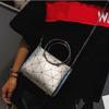 Cool looking 2025 new chain tote bag, silver bursting pattern small square bag.
