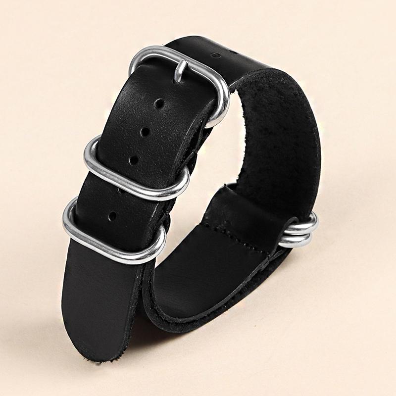 Винтажные кожаные ремешки для часов 18 мм 20 мм 22 мм Коричневые ремешки для часов ручной работы из коровьей кожи с кольцевой пряжкой для мужчин и женщин Аксессуары для часов