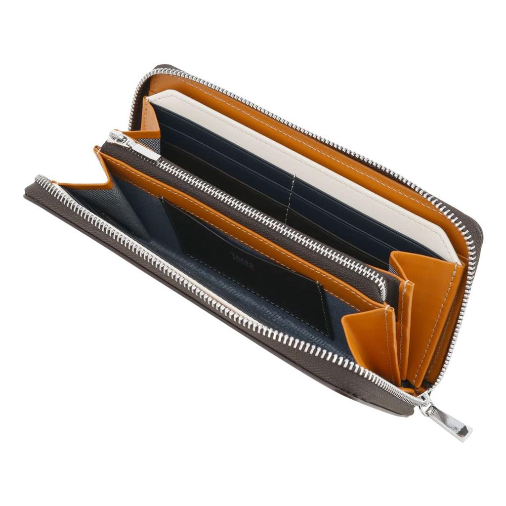 Takeo Kikuchi Men's Margo II Long Wallet with Round Zipper, Genuine Leather, Cowhide Leather, 05 Green, 780616