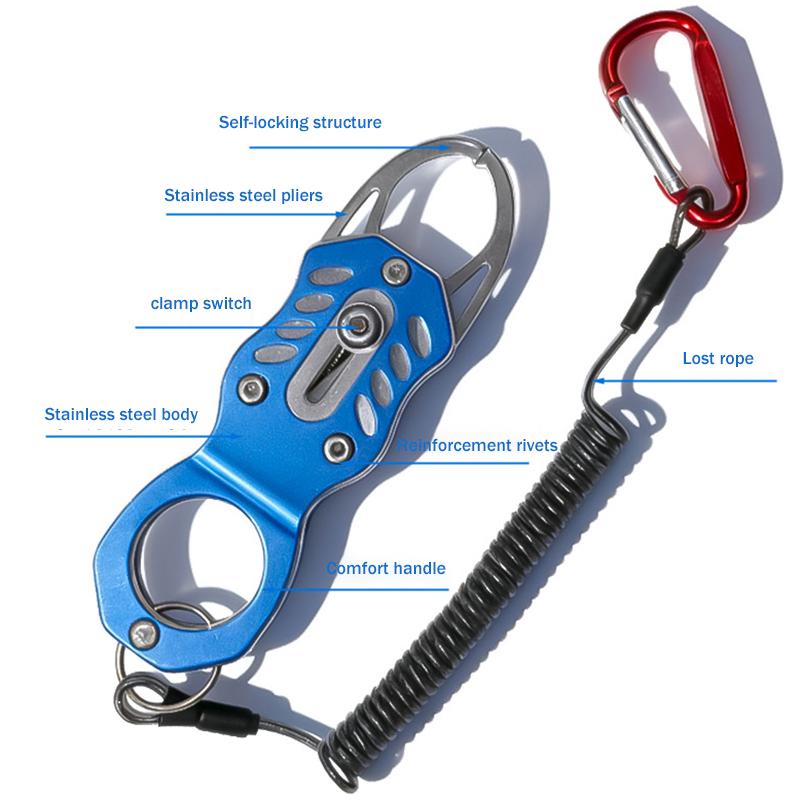 Mini Fish Lip Grabber with Secure Lanyard Stainless Steel Designed for Efficient Fishing Adventures