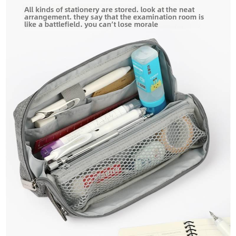 Kokuyo Multilayer Canvas Pencil Case With Large Capacity For Students And School Use