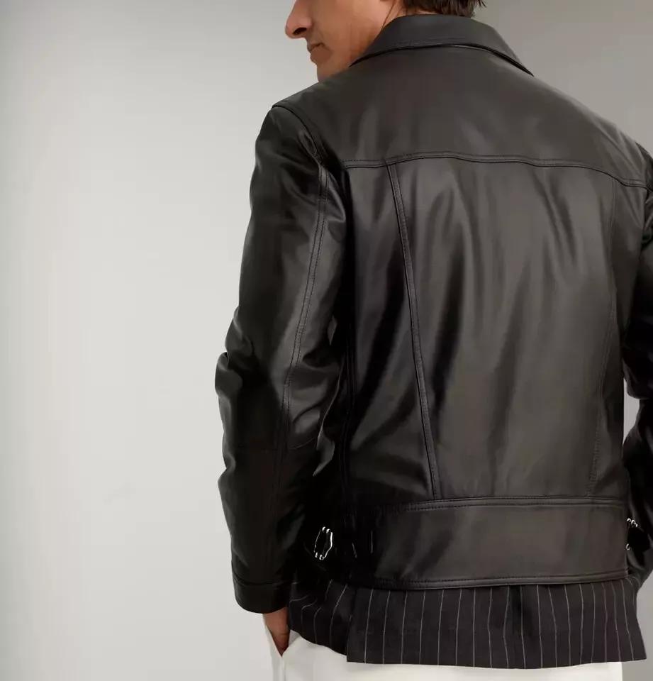 AL KHALID Мужская кожаная куртка Черная натуральная кожаная куртка для мотоцикла Стильная