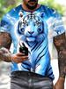 Mens 3D Tiger Printed Short Sleeve Crew Neck T-Shirt Breathable Stretch Casual Fashion Tee Outdoor Party Weekend Wear Tops
