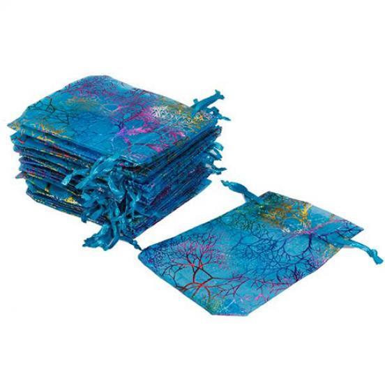 25 шт. 12x9 см коралловый органза ювелирный мешочек для свадебных подарков ARI