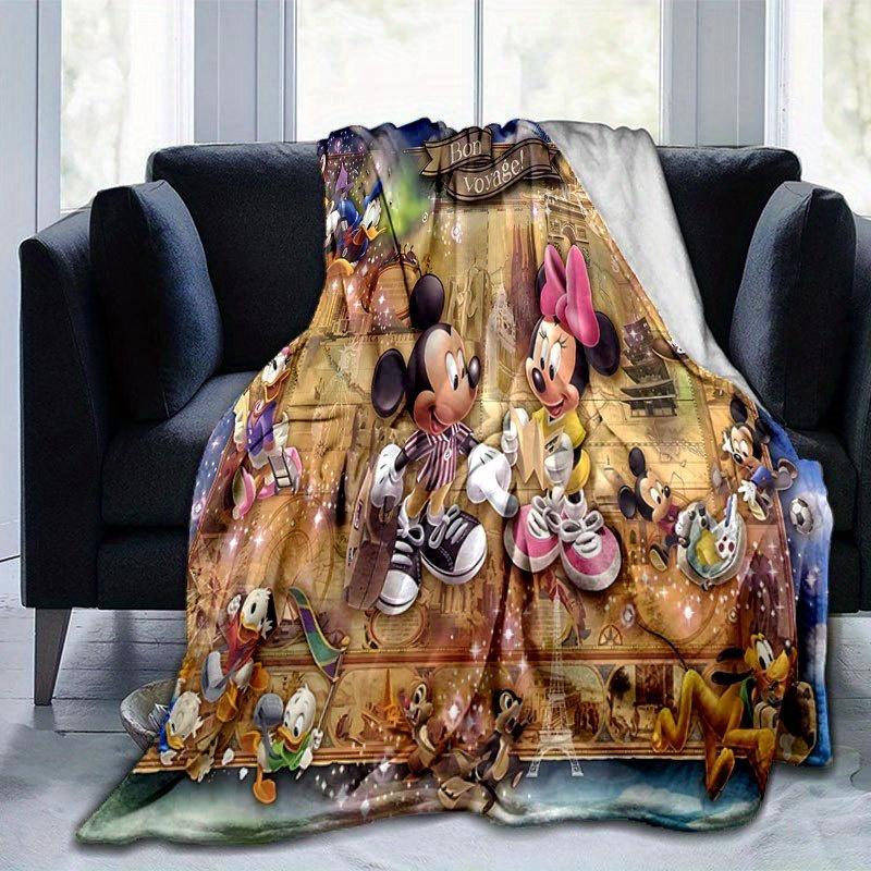 1pc Mickey Mouse and Minnie Flannel Throw Blanket - Soft, Cozy, And Versatile For All Seasons - Perfect For Couch, Bed, Office, And Travel C