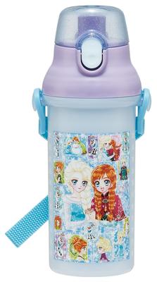 Бутылка для питья Skater Water Direct Dishwasher, серия Disney Frozen x Shoko Nakagawa, 480 мл, Пластик, Однокнопочная крышка, Безопасная, Япония,