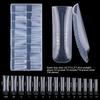 150pcs Coffin Shape Sandwich Nail Forms Natural Clear No-Trace Nail Art Tips Almond Shape Clear Extension Nail Tips