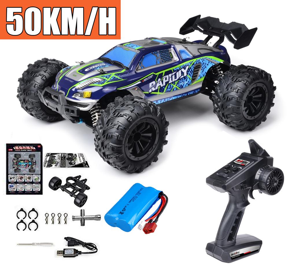 Радиоуправляемая машина Внедорожник 4x4 Высокоскоростная 75 км/ч Машина на пульте управления со светодиодной фарой Бесколлекторный 4WD 1/16 Монстр-трак Игрушки для мальчиков Подарок