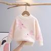 Girls' Mink Velvet Knitted Pullover Sweater - Thickened and Fashionable for Autumn/Winter