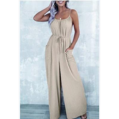 Женский летний свободный повседневный длинный комбинезон с открытой спиной