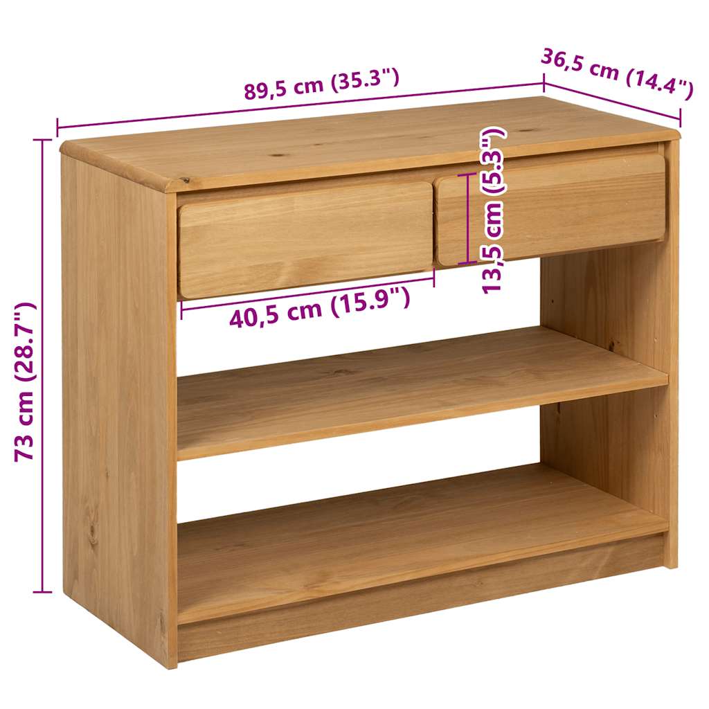 SAUDA Console Table Oak Effect 89.5 x 36.5 x 73 cm Solid Pine Wood