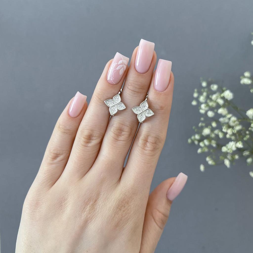 Серебряные серьги с фианитами (2142546)
