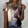 Летний топ с круглым вырезом и 3D-принтом в виде цветов, животных и кроликов, модные повседневные женские футболки с короткими рукавами