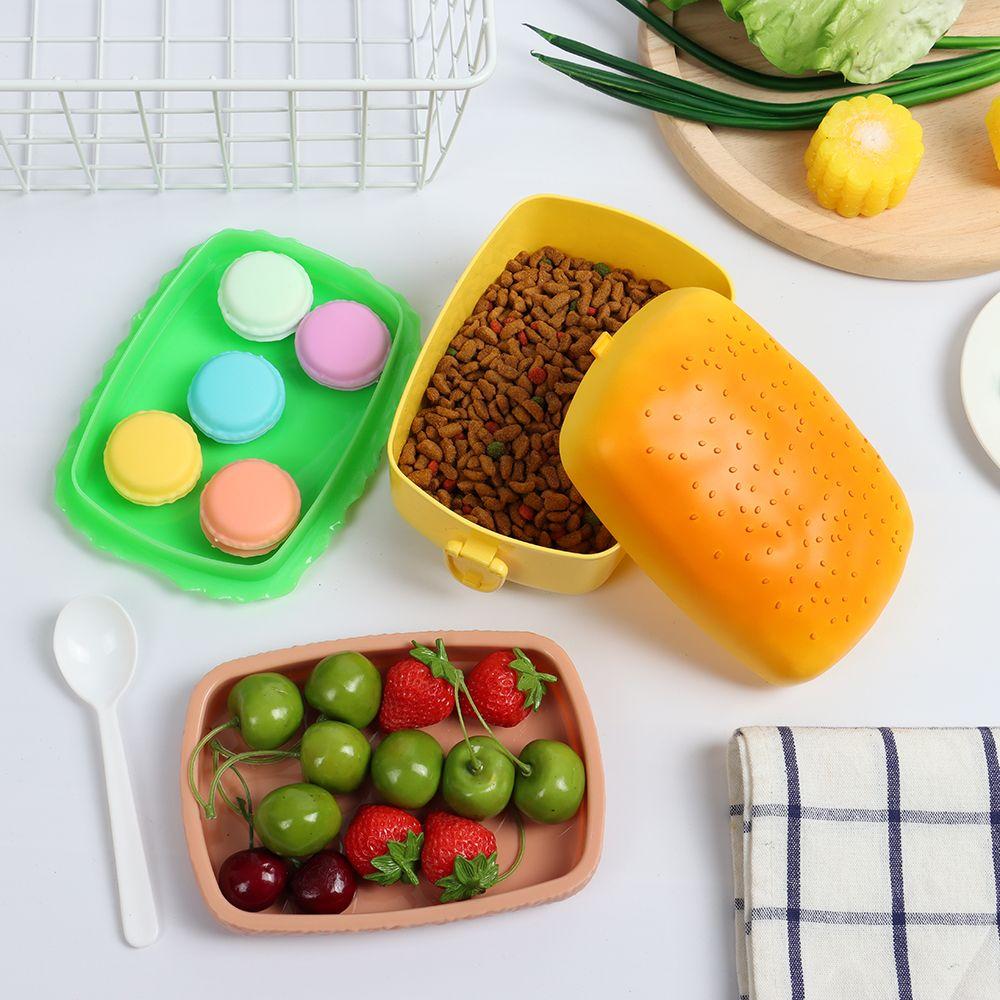 Cute Hamburger Burger Lunch Box Double Tier Food Container Bento Lunchbox