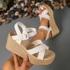 Fashion Women's Shoes Summer Chunky Platform Sandals Women 2025 Large Size High Heeled Sandals Woman Ankle Buckle Wedges Sandalias Mujer
